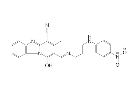 pyrido[1,2-a]benzimidazole-4-carbonitrile, 1-hydroxy-3-methyl-2-[(E)-[[(E)-3-[(4-nitrophenyl)amino]propyl]imino]methyl]-