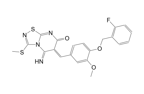 (6Z)-6-{4-[(2-fluorobenzyl)oxy]-3-methoxybenzylidene}-5-imino-3-(methylsulfanyl)-5,6-dihydro-7H-[1,2,4]thiadiazolo[4,5-a]pyrimidin-7-one