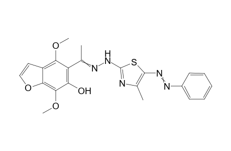 4,7-Dimethoxy-5-(1-(2-(4-methyl-5-(phenyldiazenyl)thiazol-2-yl)hydrazono)ethyl)benzofuran-6-ol