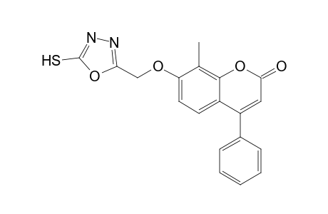 7-[(5-Mercapto-1,3,4-oxadiazol-2-yl)methoxy]-8-methyl-4-phenyl-2H-1-benzopyran-2-one