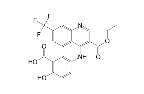 3-quinolinecarboxylic acid, 4-[(3-carboxy-4-hydroxyphenyl)amino]-7-(trifluoromethyl)-, ethyl ester