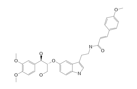 #6A;ERYTHRO-IPOBSCURINE-B-4',4''-DIMETHYLETHER;RACEMIC;N-[2-[5-ERYTHRO-[2-[(3,4-DIMETHOXYPHENYL)-2-HYDROXY-1-HYDROXYMETHYL]-ETHOXY]-INDOL-3-YL]-ETHYL]-4-METHOXY