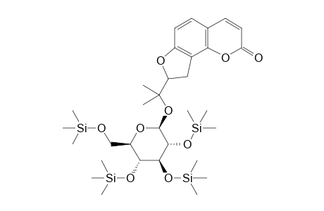 2H-Furo[2,3-H]-1-benzopyran-2-one, 8-[1-(.beta.-D-glucopyranosyloxy)-1-methylethyl]-8,9-dihydro-, 4tms derivative