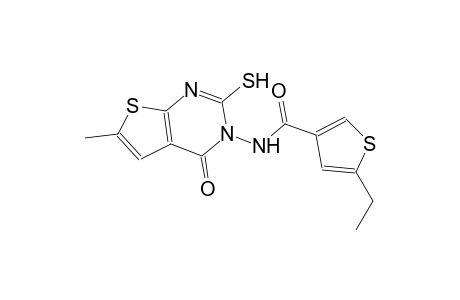 5-ethyl-N-(6-methyl-4-oxo-2-sulfanylthieno[2,3-d]pyrimidin-3(4H)-yl)-3-thiophenecarboxamide