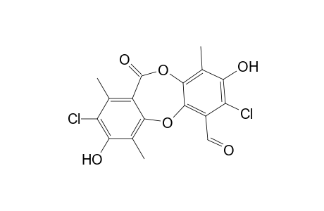 11H-Dibenzo[b,e][1,4]dioxepin-6-carboxaldehyde, 2,7-dichloro-3,8-dihydroxy-1,4,9-trimethyl-11-oxo-