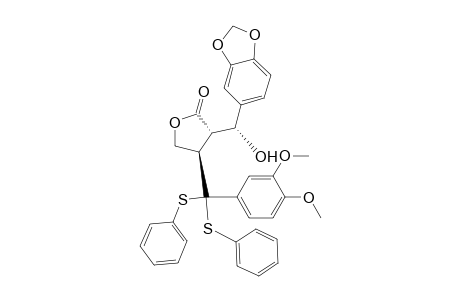 2(3H)-Furanone, 3-(1,3-benzodioxol-5-ylhydroxymethyl)-4-[(3,4-dimethoxyphenyl)bis(phenylthio)methyl]dihydro-, [3.alpha.(R*),4.beta.]-