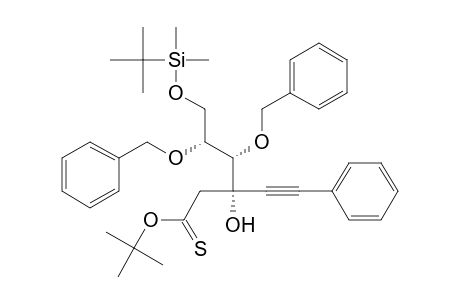 tert-Butyl (-)-(3S,4S,5R)-4,5-Bis(benzyloxy)-6-[(tert-butyldimethylsilyl)oxy]-3-hydroxy-3-(phenylethynyl)hexanethioate