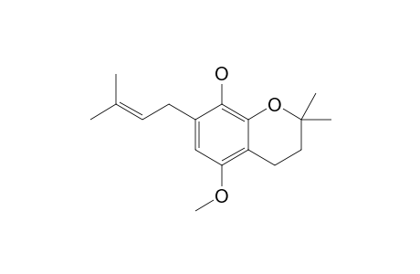 5-methoxy-2,2-dimethyl-7-(3-methylbut-2-enyl)chroman-8-ol