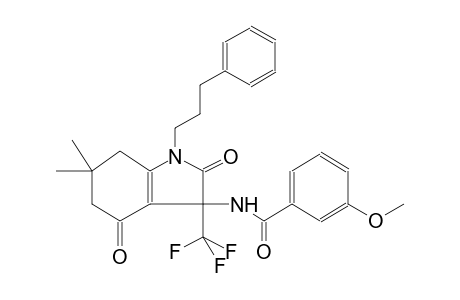 N-[6,6-dimethyl-2,4-dioxo-1-(3-phenylpropyl)-3-(trifluoromethyl)-2,3,4,5,6,7-hexahydro-1H-indol-3-yl]-3-methoxybenzamide