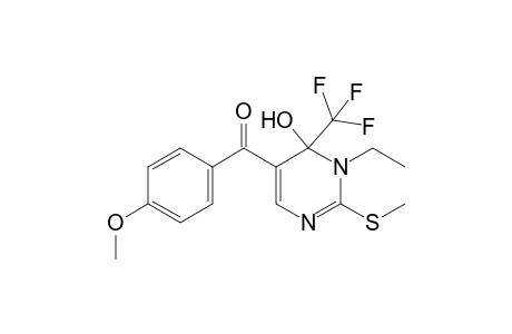 (1-Ethyl-6-hydroxy-2-(methylthio)-6-(trifluoromethyl)-1,6-dihydropyrimidin-5-yl)(4-methoxyphenyl)methanone