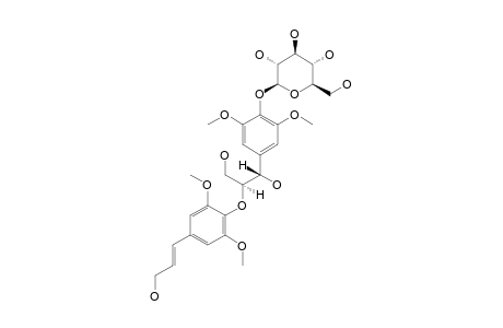 PICRAQUASSIOSIDE-C;THREO-1-(4'-O-BETA-D-GLUCOPYRANOSYL-4'-HYDROXY-3',5'-DIMETHOXYPHENYL)-2-[2'',6''-DIMETHOXY-4''-[1-(E)-PROPEN-3-OL]-PHENOXY]-PROPAN