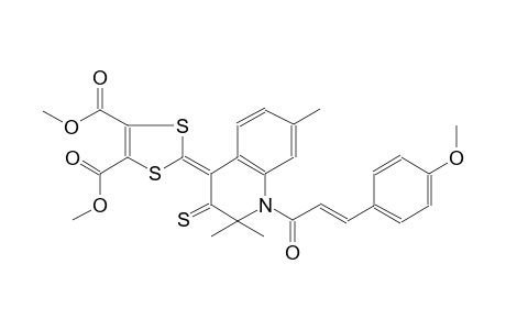 1,3-dithiole-4,5-dicarboxylic acid, 2-(2,3-dihydro-1-[(2E)-3-(4-methoxyphenyl)-1-oxo-2-propenyl]-2,2,7-trimethyl-3-thioxo-4(1H)-quinolinylidene)-, dimethyl ester