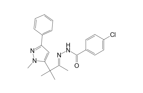 4-Chloranyl-N-[(E)-[3-methyl-3-(2-methyl-5-phenyl-pyrazol-3-yl)butan-2-ylidene]amino]benzamide
