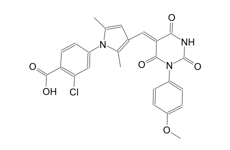 2-chloro-4-{3-[(Z)-(1-(4-methoxyphenyl)-2,4,6-trioxotetrahydro-5(2H)-pyrimidinylidene)methyl]-2,5-dimethyl-1H-pyrrol-1-yl}benzoic acid