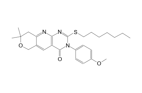 2-(heptylsulfanyl)-3-(4-methoxyphenyl)-8,8-dimethyl-3,6,8,9-tetrahydro-4H-pyrano[3',4':5,6]pyrido[2,3-d]pyrimidin-4-one