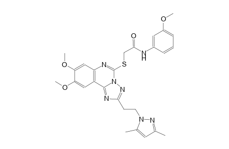 2-({2-[2-(3,5-dimethyl-1H-pyrazol-1-yl)ethyl]-8,9-dimethoxy[1,2,4]triazolo[1,5-c]quinazolin-5-yl}sulfanyl)-N-(3-methoxyphenyl)acetamide