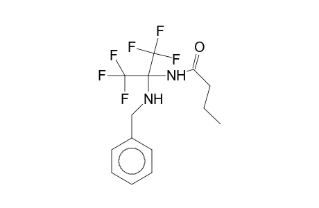 N-[1-(Benzylamino)-2,2,2-trifluoro-1-(trifluoromethyl)ethyl]butyramide