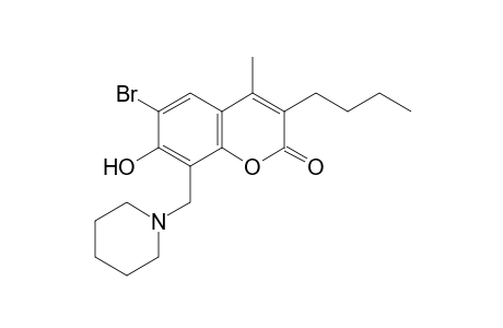 6-BROMO-3-BUTYL-7-HYDROXY-4-METHYL-8-(PIPERIDINOMETHYL)COUMARIN
