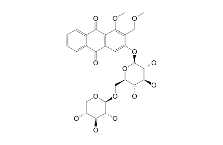 LASIANTHUOSIDE-C;3-HYDROXY-1-METHOXY-2-METHOXYMETHYL-9,10-ANTHRAQUINONE-3-O-BETA-D-PRIMEVEROSIDE