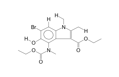 1,2-DIMETHYL-3-ETHOXYCARBONYL-4-(N-METHYL-N-ETHOXYCARBONYLAMINO)-5-HYDROXY-6-BROMOINDOLE (C-N ISOMER MIXTURE)