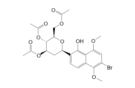 5-Hydroxy-2-bromo-1,4-dimethoxy-6-(3',4',6'-tri-O-acetyl-2'-deoxy-.beta.,D-arabino-hexopyranosyl)naphthalene