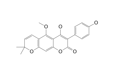 INDICANINE-B;4-HYDROXY-3-(4'-HYDROXYPHENYL)-5-METHOXY-2'',2''-DIMETHYLPYRANO-[5'',6'':6,7]-COUMARIN