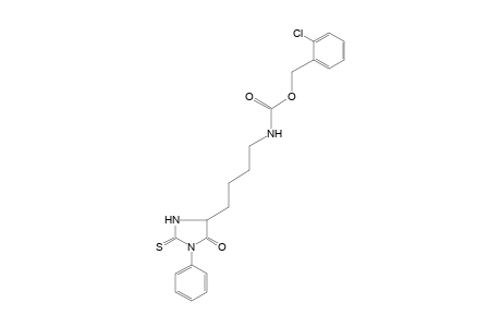 [4-(5-oxo-1-phenyl-2-thioxo-4-imidazolidinyl)butyl]carbamic acid, o-chlorobenzyl ester