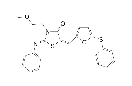 (2Z,5E)-3-(2-methoxyethyl)-2-(phenylimino)-5-{[5-(phenylsulfanyl)-2-furyl]methylene}-1,3-thiazolidin-4-one