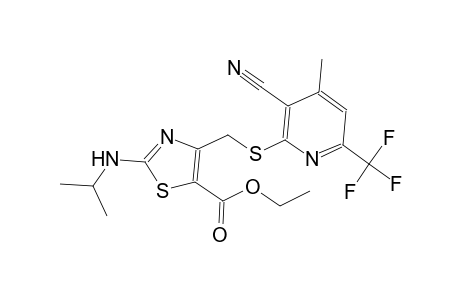 ethyl 4-({[3-cyano-4-methyl-6-(trifluoromethyl)-2-pyridinyl]sulfanyl}methyl)-2-(isopropylamino)-1,3-thiazole-5-carboxylate