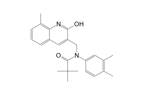 N-(3,4-dimethylphenyl)-N-[(2-hydroxy-8-methyl-3-quinolinyl)methyl]-2,2-dimethylpropanamide