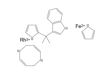 iron(II) rhodium(III) (2Z,6Z)-cycloocta-2,6-diene-1,5-diide 3-(2-(cyclopenta-3,5-dien-2-ide-1-yl)propan-2-yl)-1H-inden-1-ide cyclopenta-2,4-dien-1-ide