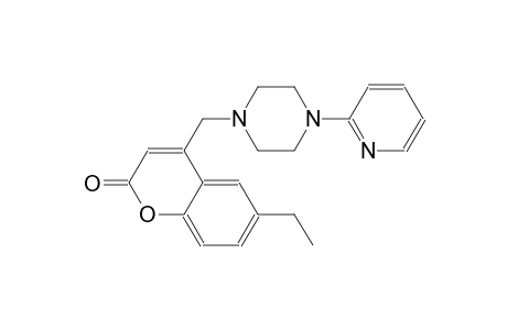 2H-1-benzopyran-2-one, 6-ethyl-4-[[4-(2-pyridinyl)-1-piperazinyl]methyl]-