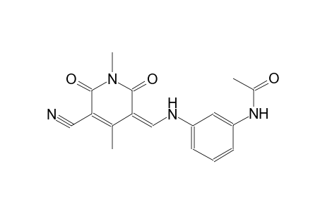 N-(3-{[(Z)-(5-cyano-1,4-dimethyl-2,6-dioxo-1,6-dihydro-3(2H)-pyridinylidene)methyl]amino}phenyl)acetamide