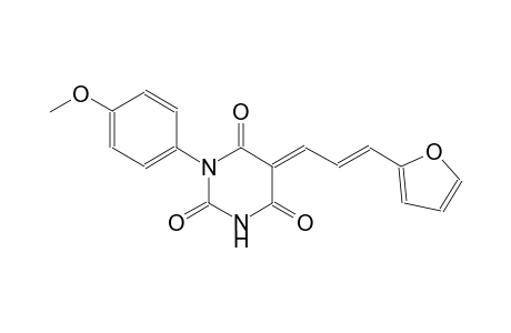 2,4,6(1H,3H,5H)-pyrimidinetrione, 5-[(2E)-3-(2-furanyl)-2-propenylidene]-1-(4-methoxyphenyl)-, (5E)-