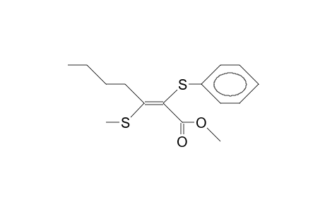 (E)-3-Methylthio-2-phenylthio-2-heptenoic acid, methyl ester