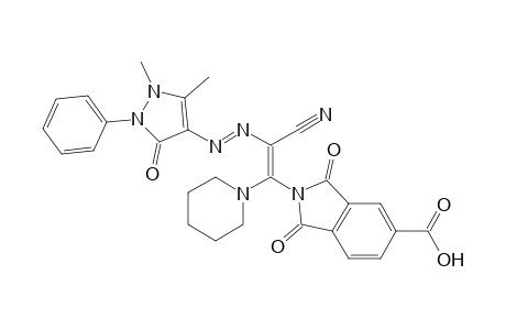 (E)-2-(2-Cyano-2-(2-(1,5-dimethyl-3-oxo-2-phenyl-2,3-dihydro-1H-pyrazol-4-yl)hydrazono)-1-(piperidin-1-yl)ethene)-1,3-dioxoisoindoline-5-carboxylic acid