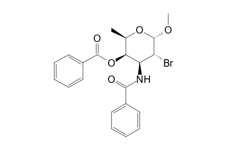 .alpha.-DL-Galactopyranoside, methyl 3-(benzoylamino)-2-bromo-2,3,6-trideoxy-, 4-benzoate