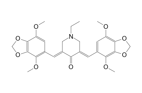 4-piperidinone, 3,5-bis[(4,7-dimethoxy-1,3-benzodioxol-5-yl)methylene]-1-ethyl-, (3E,5E)-