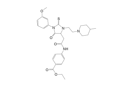 benzoic acid, 4-[[[1-(3-methoxyphenyl)-3-[2-(4-methyl-1-piperidinyl)ethyl]-5-oxo-2-thioxo-4-imidazolidinyl]acetyl]amino]-, ethyl ester