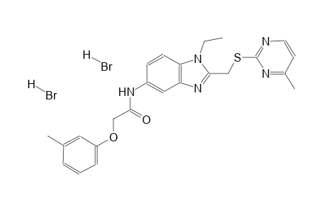 N-(1-ethyl-2-(((4-methylpyrimidin-2-yl)thio)methyl)-1H-benzo[d]imidazol-5-yl)-2-(m-tolyloxy)acetamide dihydrobromide