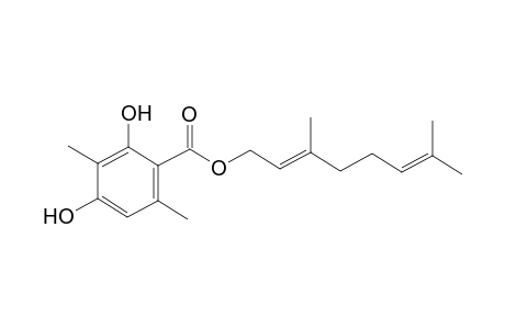 (2E)-3,7-dimethyloct-2,6-dien-1-yl-2,4-dihydroxy-3,6-dimethylbenzoate
