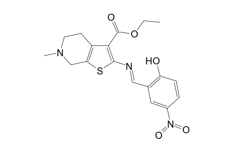 2-[(E)-(3-carbethoxy-6-methyl-4,5,6,7-tetrahydrothieno[2,3-c]pyridin-6-ium-2-yl)iminomethyl]-4-nitro-phenolate