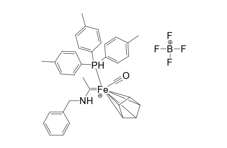 (RS)-[(.eta.(5)-cyclopentadienylironcarbonyl{tri(p-tolyl)phosphorine}{methyl(N-benzylamino)methylene}] tetafluoroboraium complex