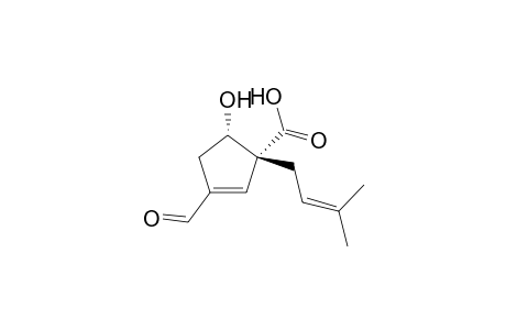 (1R*,5S*)-3-Formyl-5-hydroxy-1-(3-methylbut-2-enyl)-cyclopent-2-ene-1-carboxylic acid
