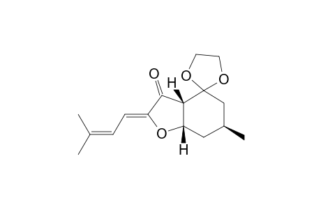 (+-)-(3aRS,6SR,7aSR)-6-Methyl-2-(3-methylbut-2-enylidene)-tetrahydrospiro[benzofuran-4(5H),2'-[1,3]dioxolan]-3(2H)-one