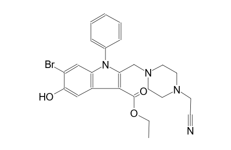 1H-indole-3-carboxylic acid, 6-bromo-2-[[4-(cyanomethyl)-1-piperazinyl]methyl]-5-hydroxy-1-phenyl-, ethyl ester