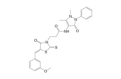 N-(1,5-dimethyl-3-oxidanylidene-2-phenyl-pyrazol-4-yl)-3-[(5Z)-5-[(3-methoxyphenyl)methylidene]-4-oxidanylidene-2-sulfanylidene-1,3-thiazolidin-3-yl]propanamide