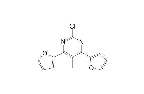 2-Chloranyl-4,6-bis(furan-2-yl)-5-methyl-pyrimidine