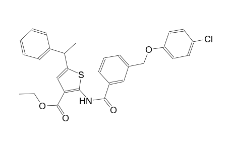 ethyl 2-({3-[(4-chlorophenoxy)methyl]benzoyl}amino)-5-(1-phenylethyl)-3-thiophenecarboxylate