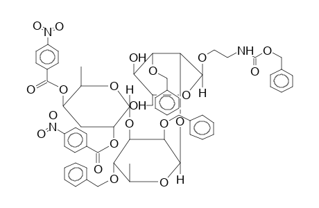 2-BENZYLOXYCARBONYLAMINOETHYL 2-O-[2,4-DI-O-BENZYL-3-O-(3,6-DIDEOXY-2,4-DI-O-PARA-NITROBENZOYL-ALPHA-D-XYLOHEXOPYRANOSYL)-BETA-L-RHAMNOPYRANOSYL]-3-O-BENZYL-ALPHA-D-MANNOPYRANOSIDE